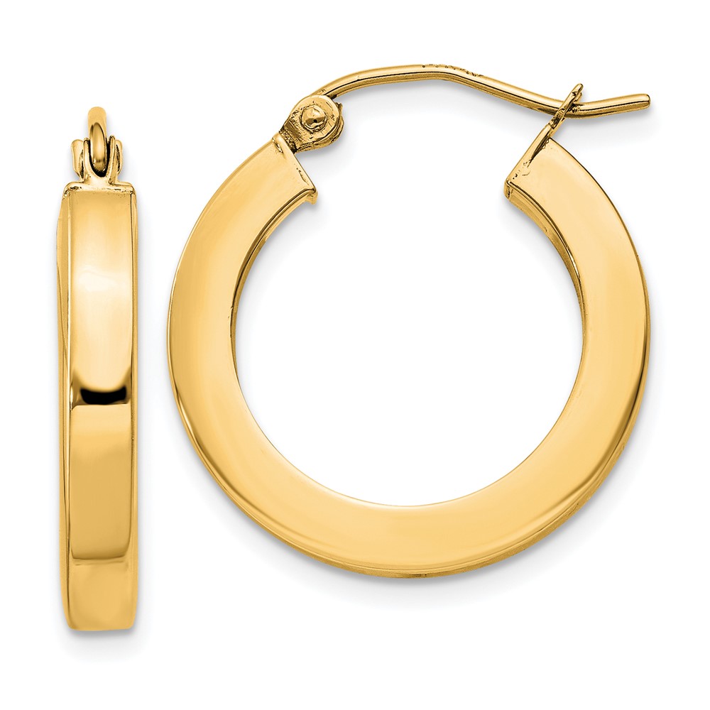 10k 3mm Polished Square Hoop Earrings (10XWE120Y)