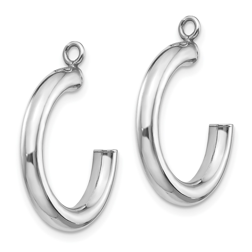10k White Gold Polished Tube Hoop Earring Jackets (10XWJ6)