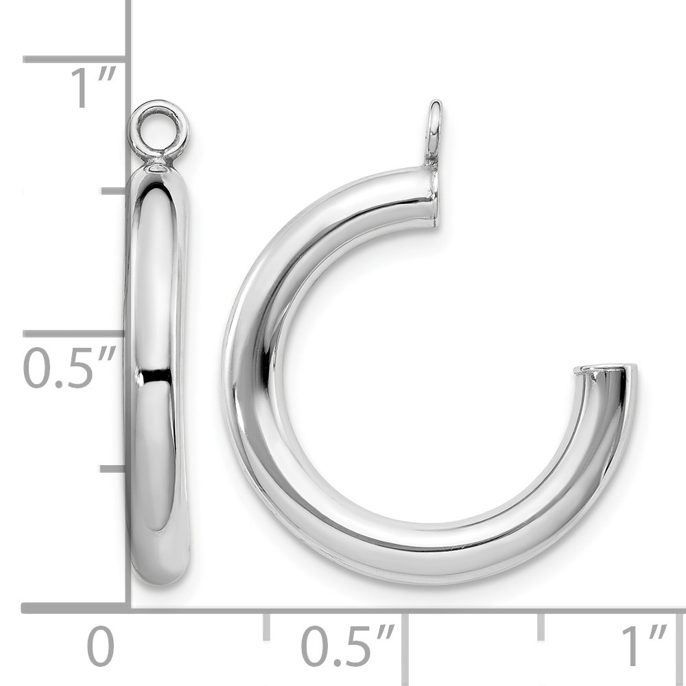 10k White Gold Polished Tube Hoop Earring Jackets (10XWJ6)