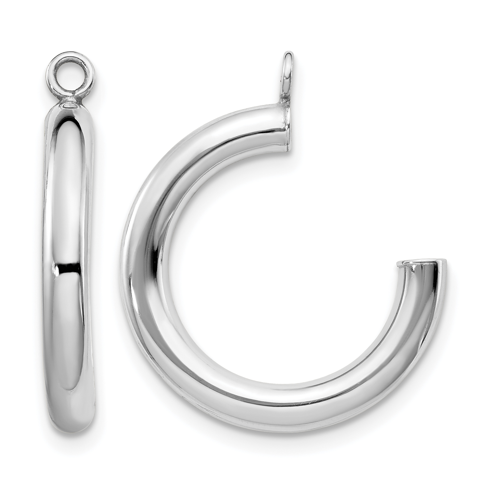 10k White Gold Polished Tube Hoop Earring Jackets (10XWJ6)