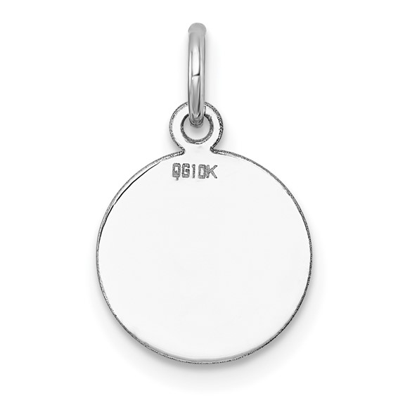 10K White Gold Plain .013 Gauge 11.5x11.5mm Circular Engravable Disc Charm