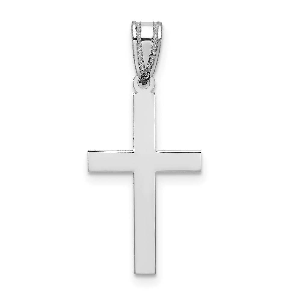 10k White Gold Polished Cross Pendant (10XWR13)