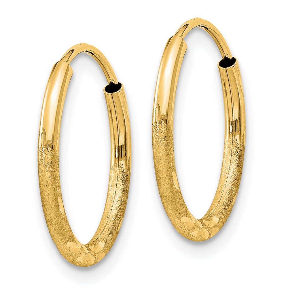 10k 1.5mm Satin Diamond-cut Endless Hoop Earrings (10XY1173)