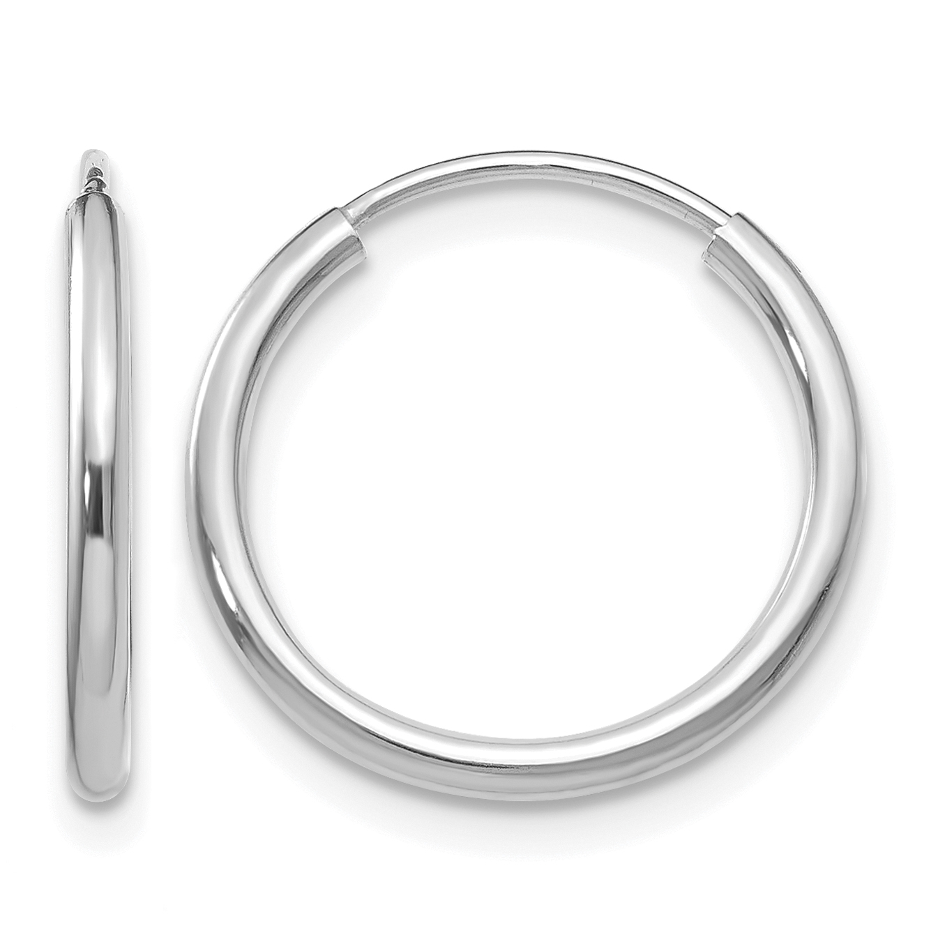 10k White Gold 1.5mm Polished Endless Hoop Earrings (10XY1182)