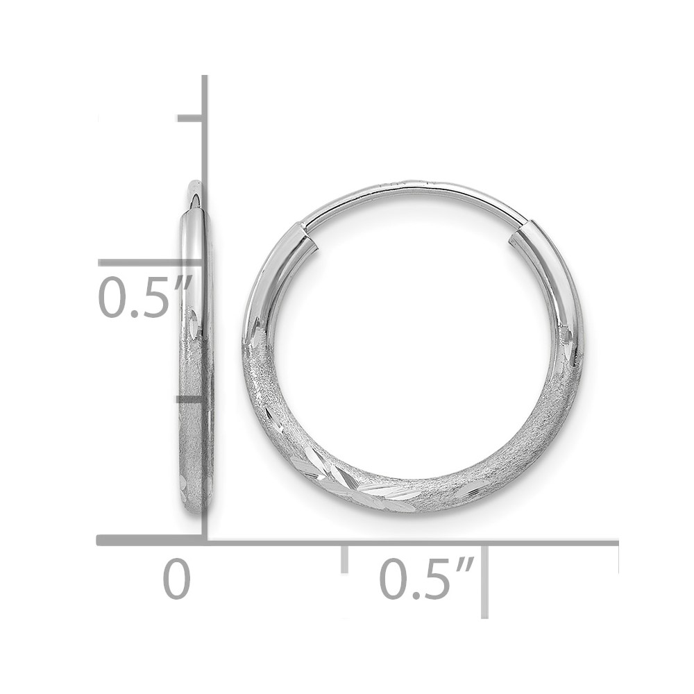 10k White Gold 1.5mm Diamond-cut Endless Hoop Earrings (10XY1197)