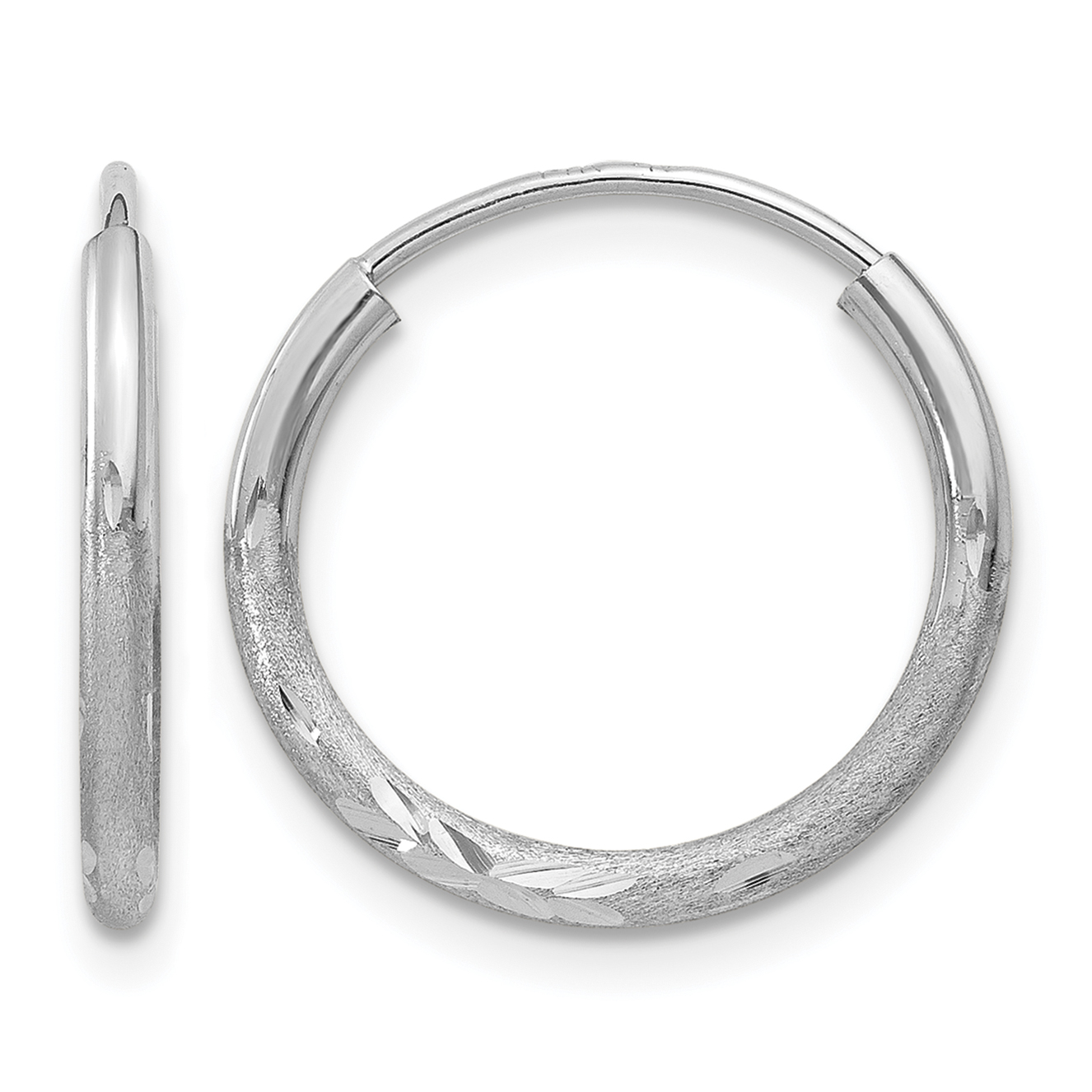 10k White Gold 1.5mm Diamond-cut Endless Hoop Earrings (10XY1197)