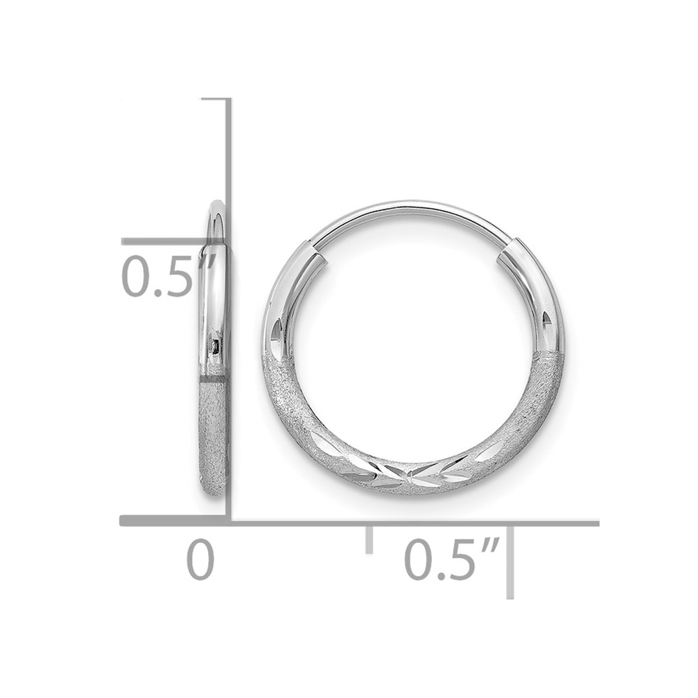 10k White Gold 1.5mm Diamond-cut Endless Hoop Earrings (10XY1198)