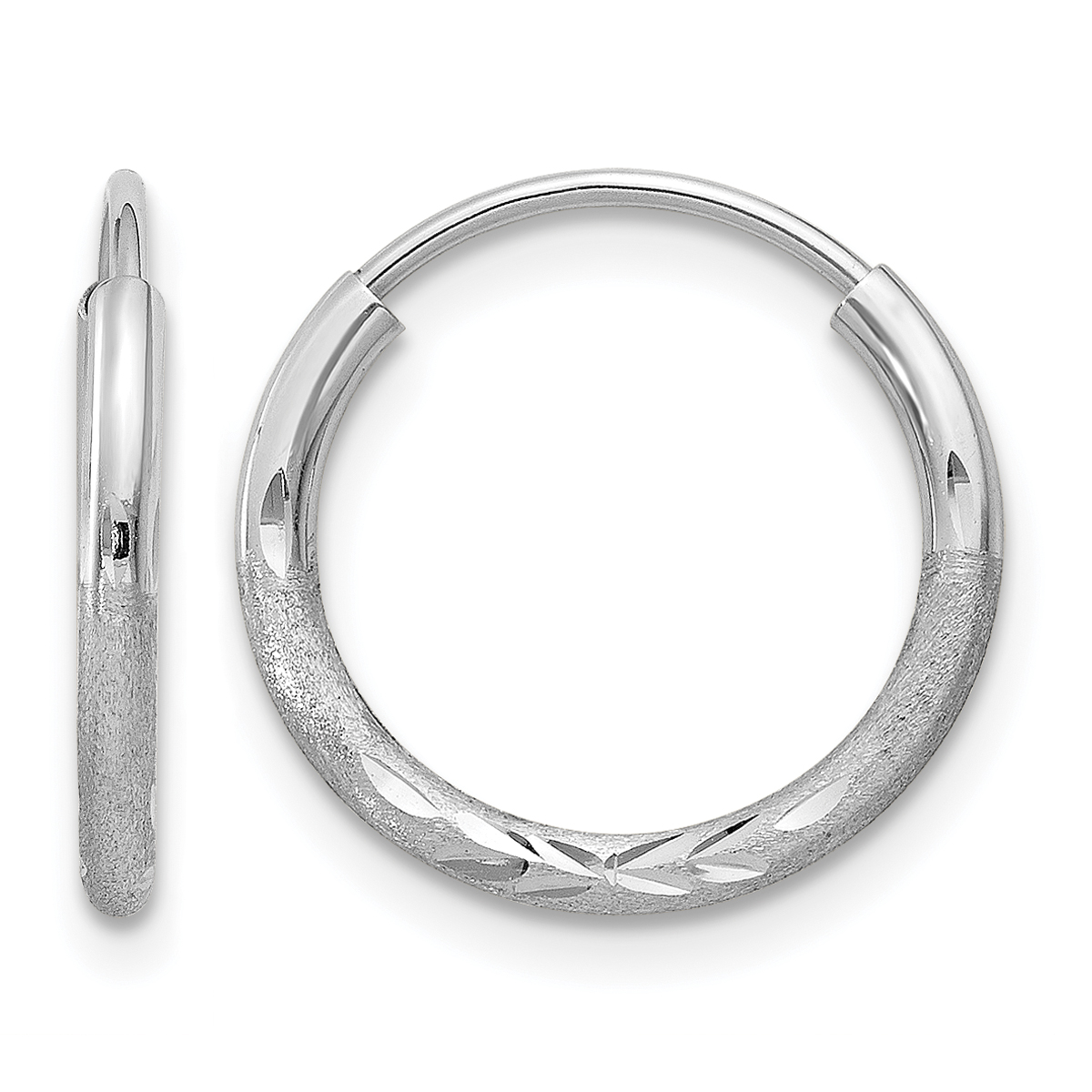10k White Gold 1.5mm Diamond-cut Endless Hoop Earrings (10XY1198)