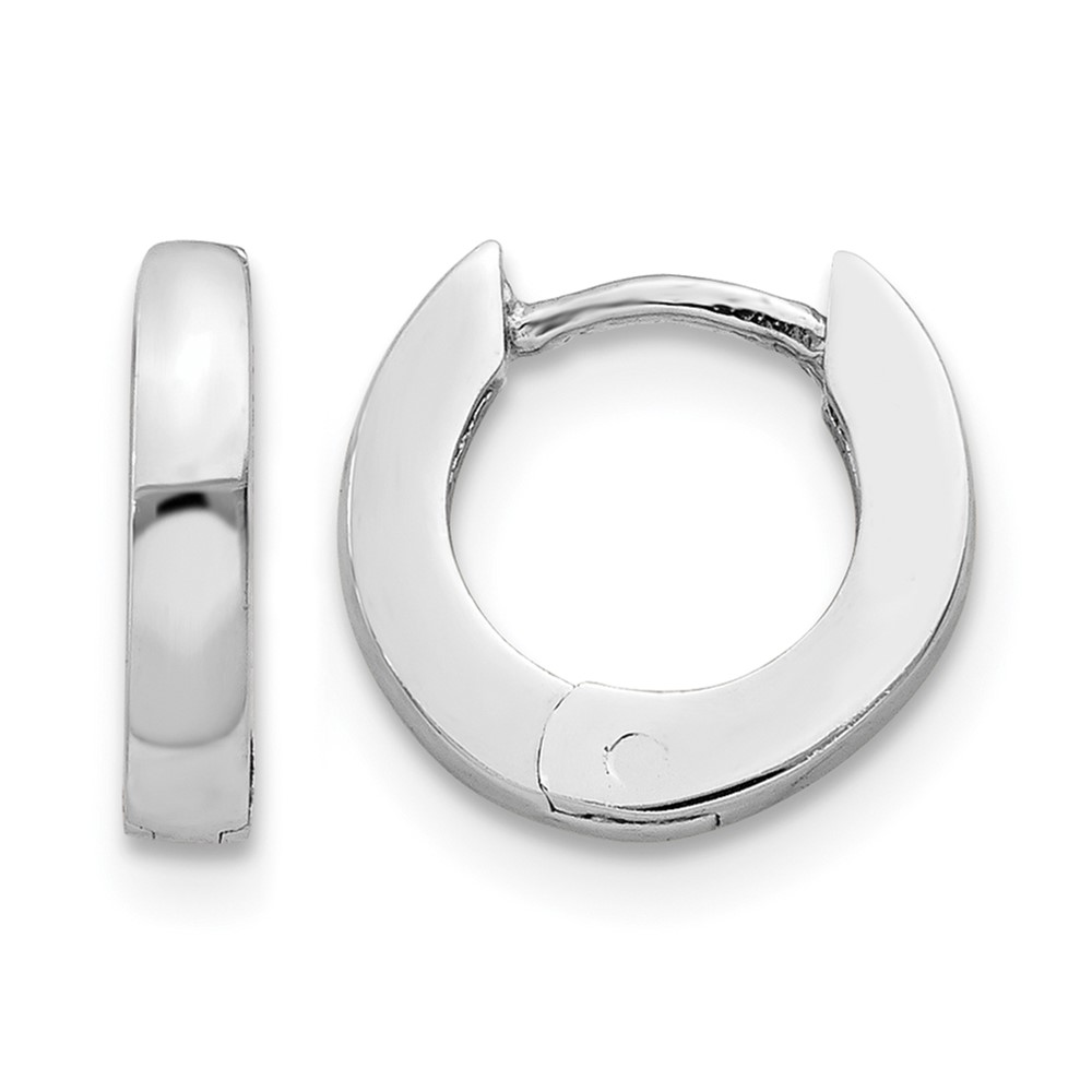 10k White Gold Polished Round Hinged Hoop Earrings (10XY191)