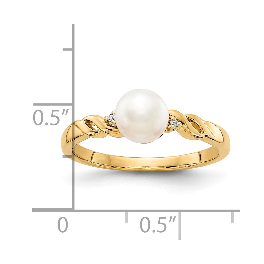 10k FW Cultured Pearl and Diamond Twist Ring (10Y13009PL/A)