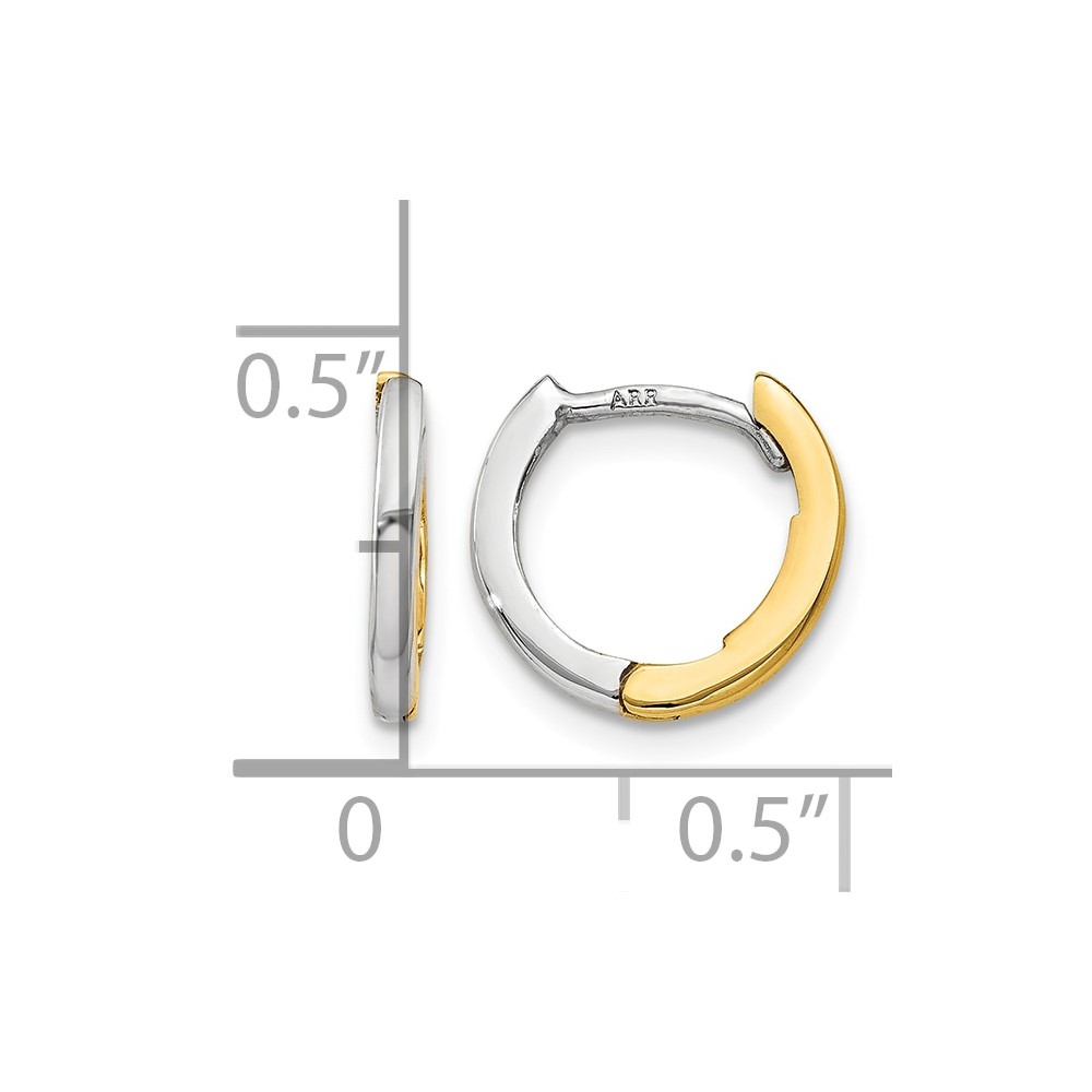 10k Two-tone Mini 1.35mm Round Hinged Hoop Earrings (10Y7902)