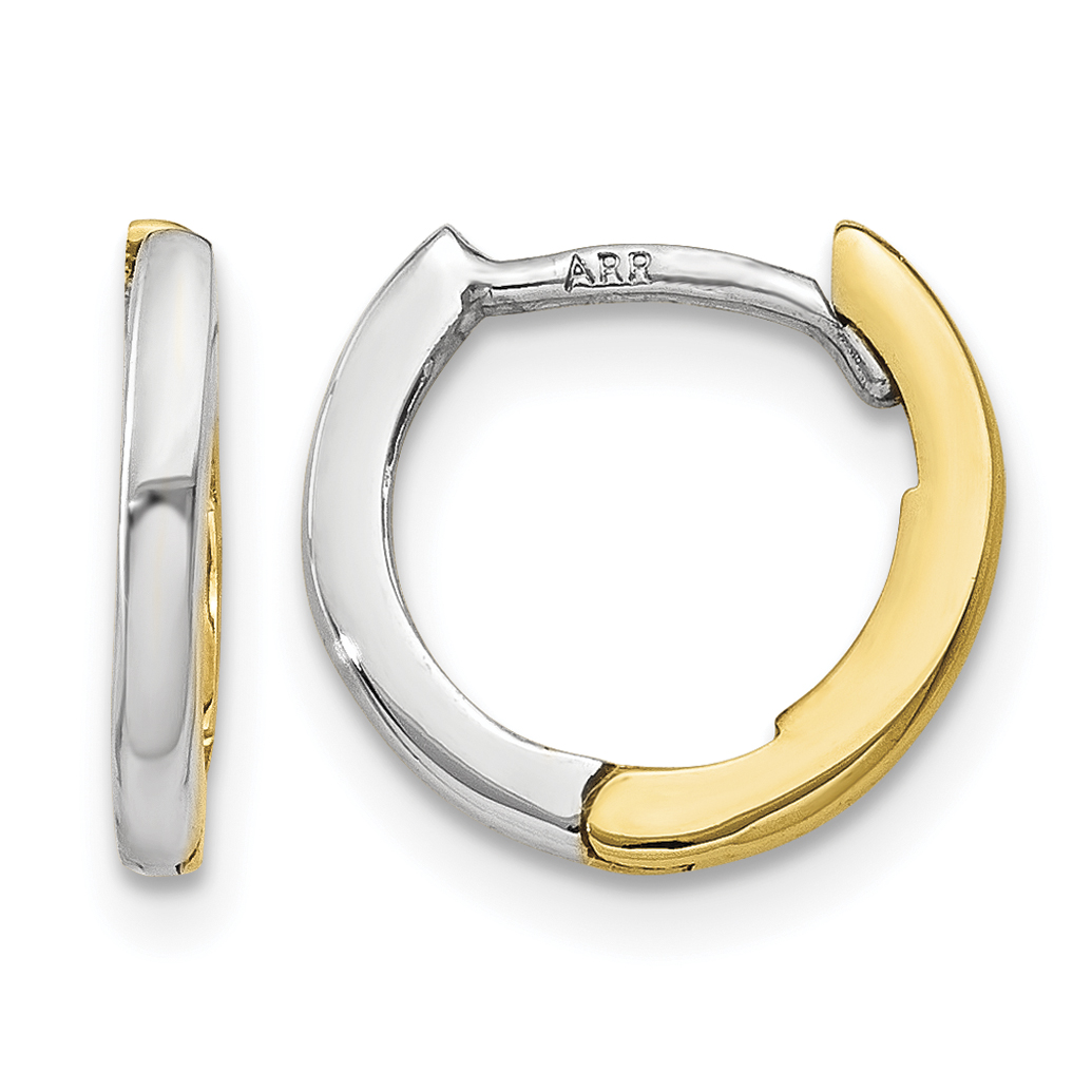 10k Two-tone Mini 1.35mm Round Hinged Hoop Earrings (10Y7902)