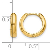 10K Yellow Gold Polished Hinged Hoop Earrings view 3