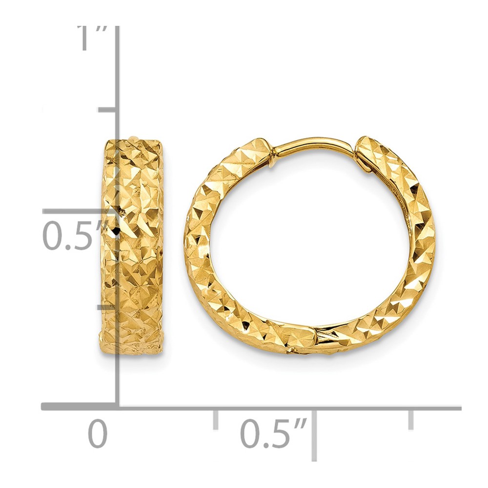 10k Diamond-cut Hinged Hoop Earrings (10Y7926)