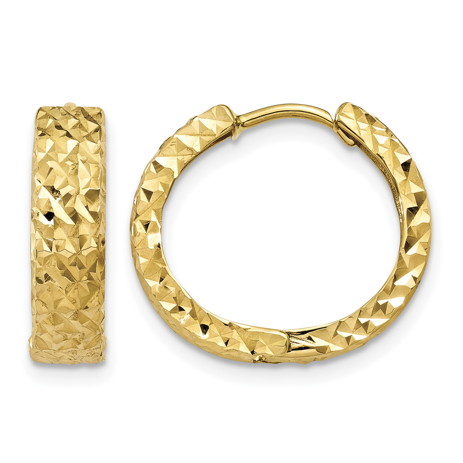 10k Diamond-cut Hinged Hoop Earrings (10Y7926)