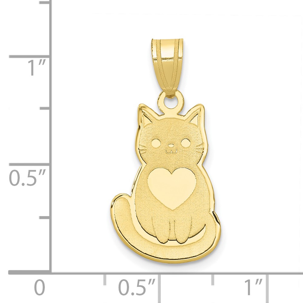 10k Laser Cut Cat with Heart Charm (10YC1181)