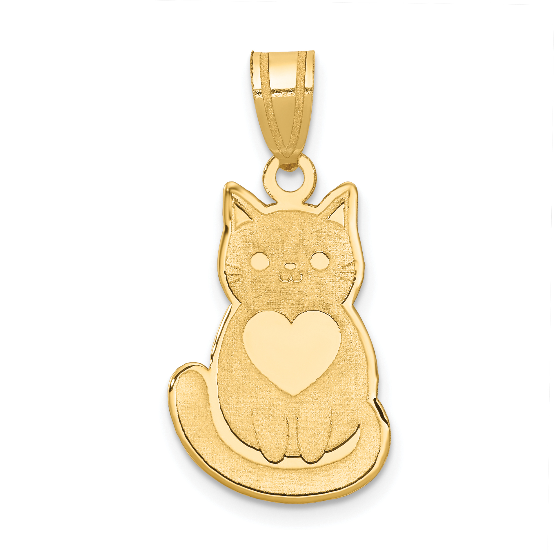 10k Laser Cut Cat with Heart Charm (10YC1181)
