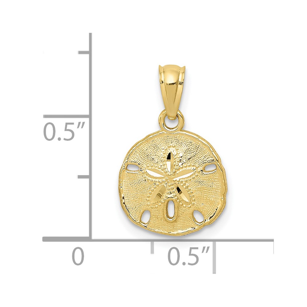 10k Gold Polished & Textured Sand Dollar Pendant (10YC1252)