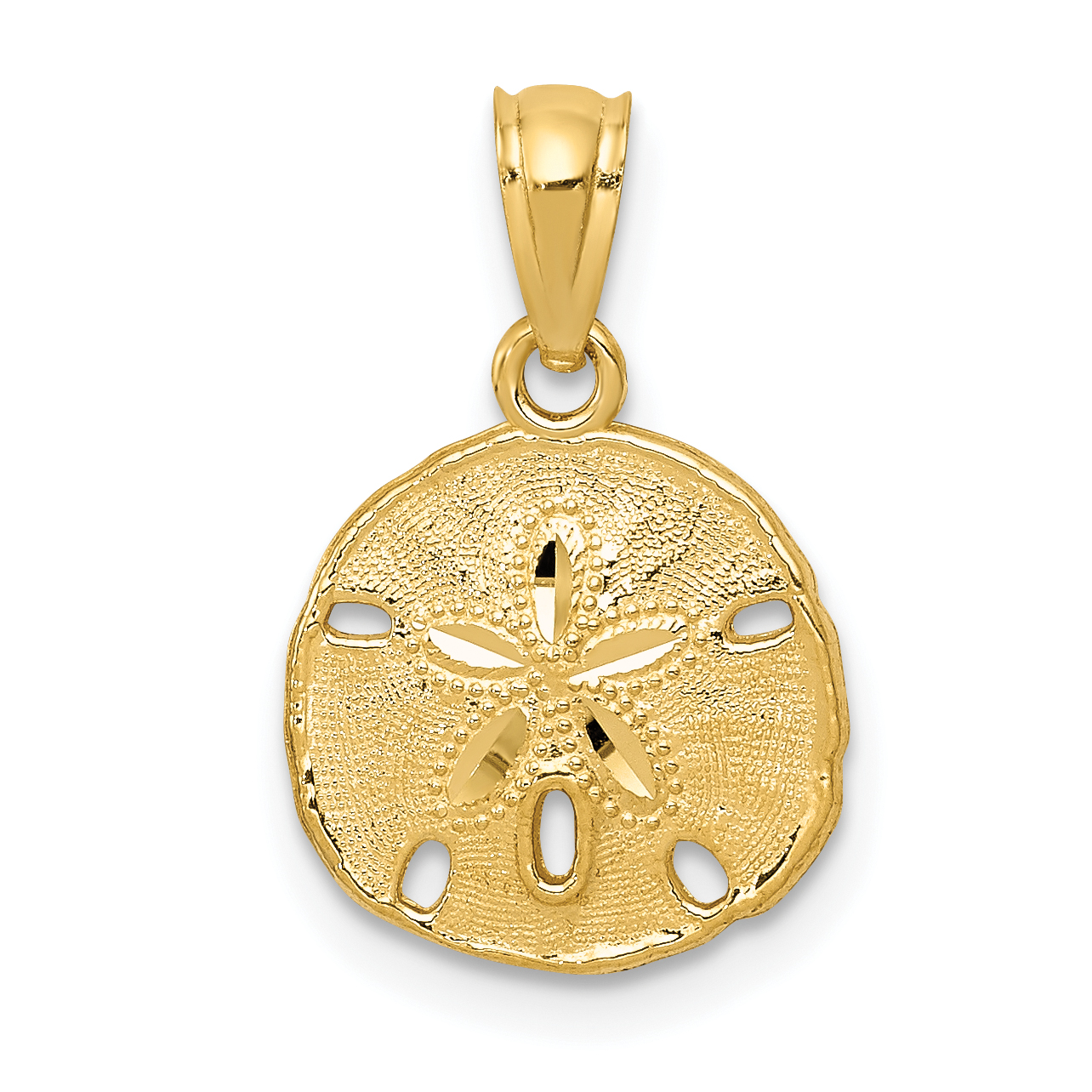 10k Gold Polished & Textured Sand Dollar Pendant (10YC1252)