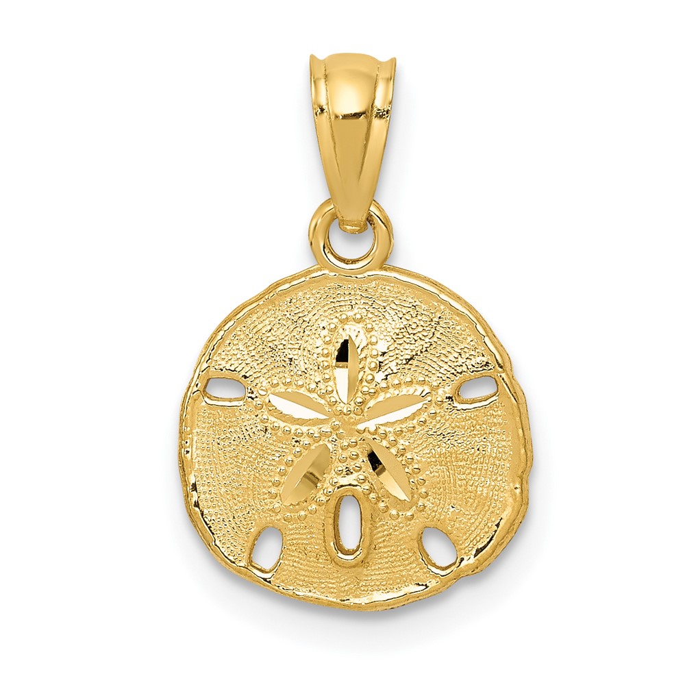 10k Gold Polished & Textured Sand Dollar Pendant (10YC1252)