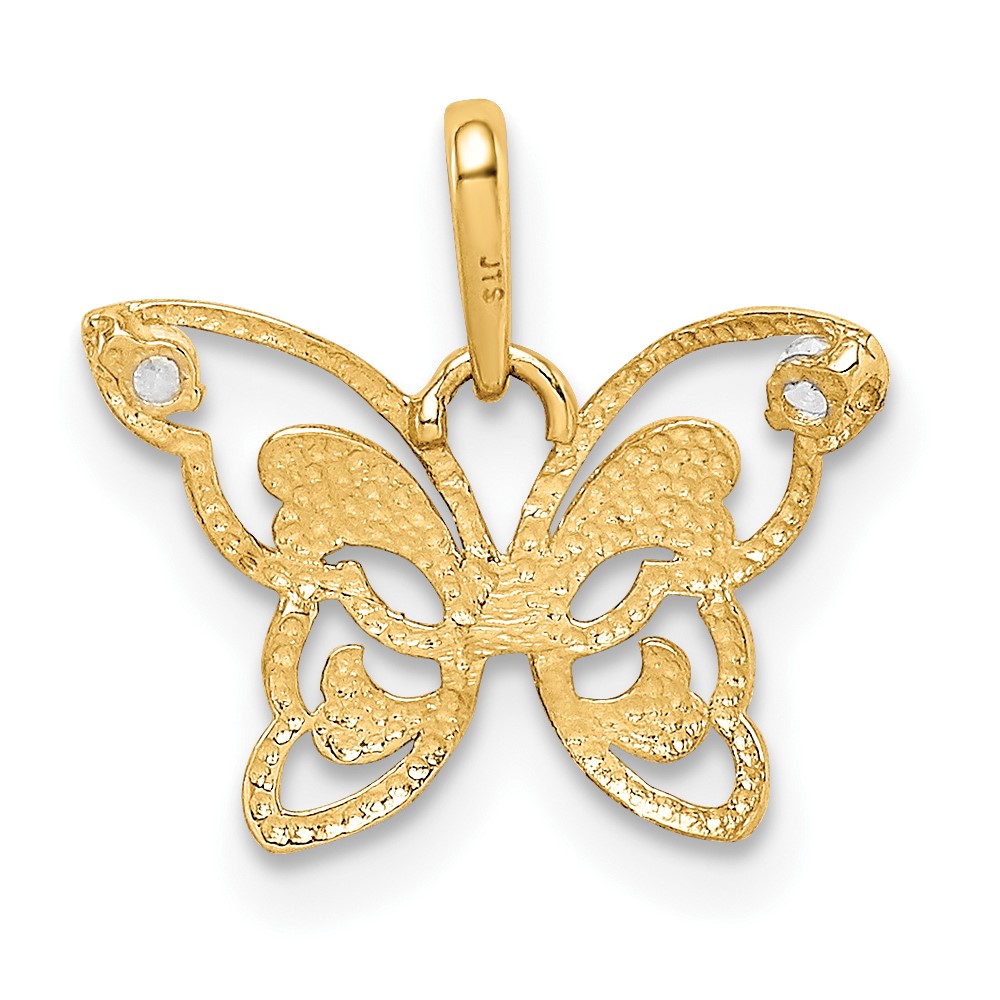 10K Polished CZ Butterfly Pendant (10YC1304)