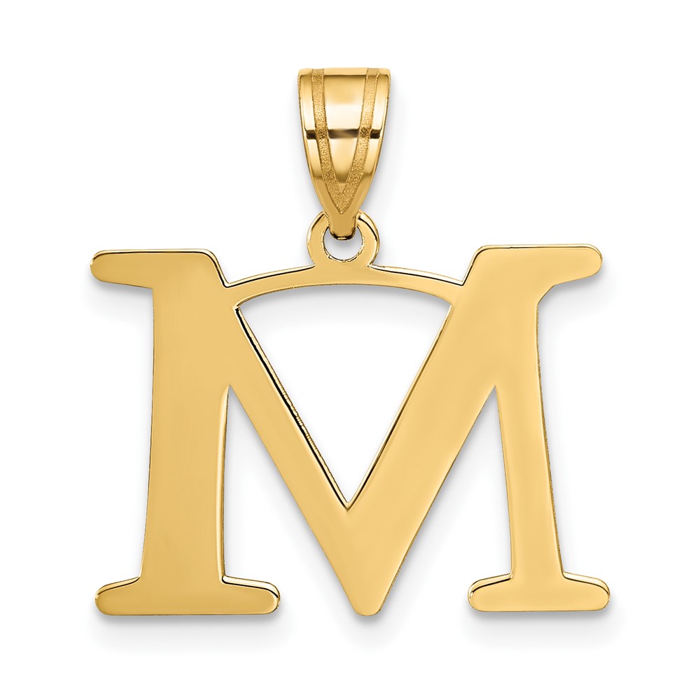 10K Polished Etched Letter M Initial Pendant (10YC1437M)