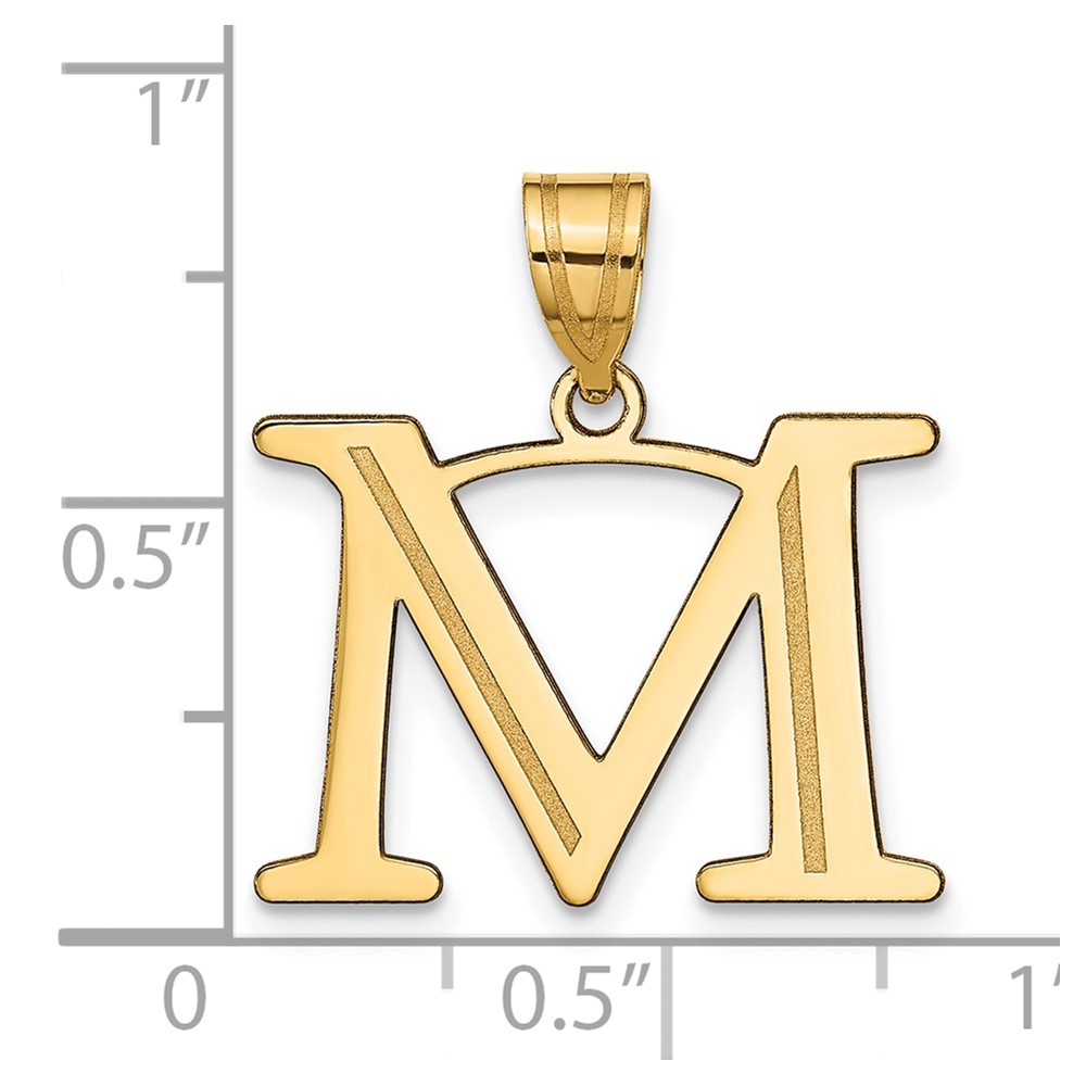 10K Polished Etched Letter M Initial Pendant (10YC1437M)