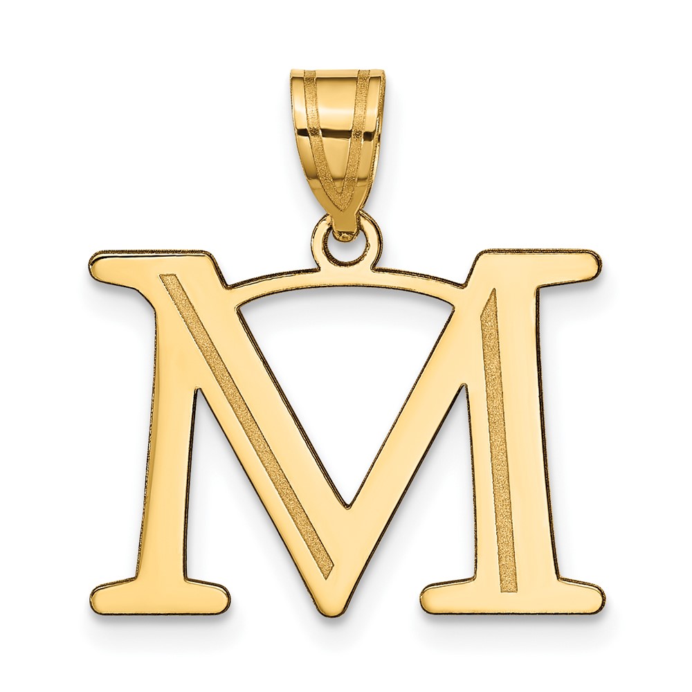10K Polished Etched Letter M Initial Pendant (10YC1437M)