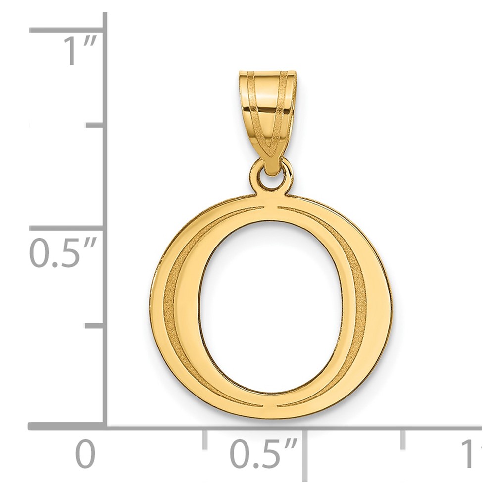 10K Polished Etched Letter O Initial Pendant (10YC1437O)