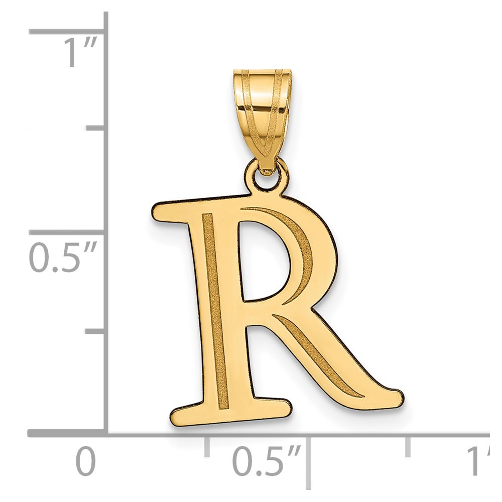 10K Polished Etched Letter R Initial Pendant (10YC1437R)