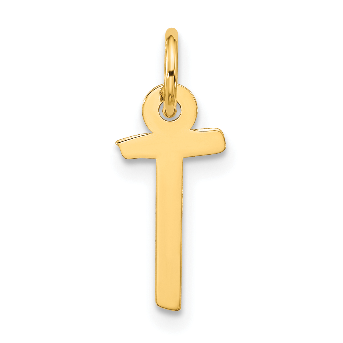 10k Large Slanted Block Initial T Charm (10YC1555T)
