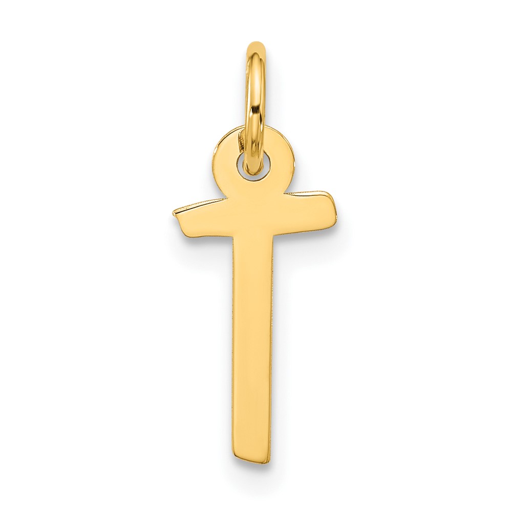 10k Large Slanted Block Initial T Charm (10YC1555T)
