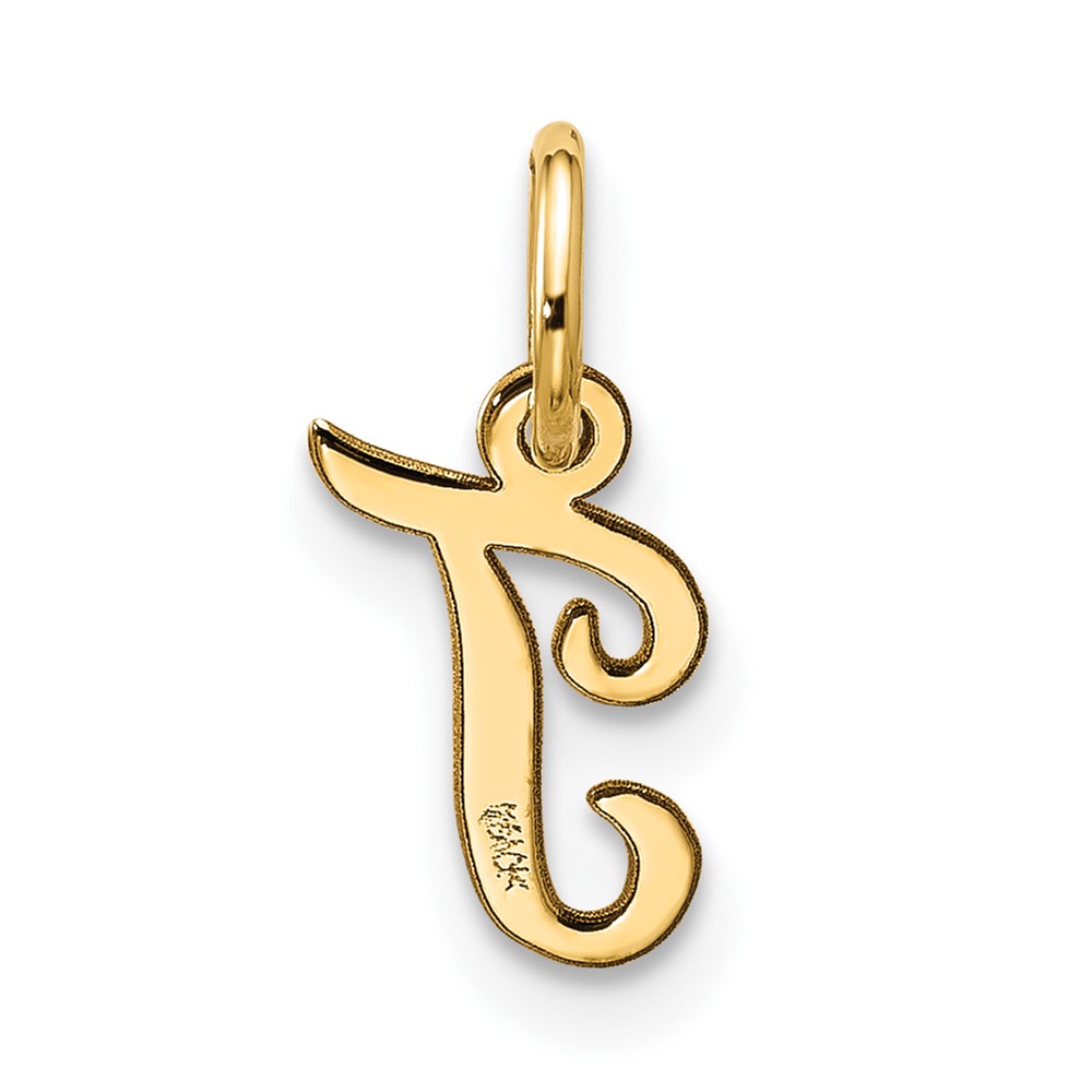 10k Small Script Initial T Charm (10YC1556T)