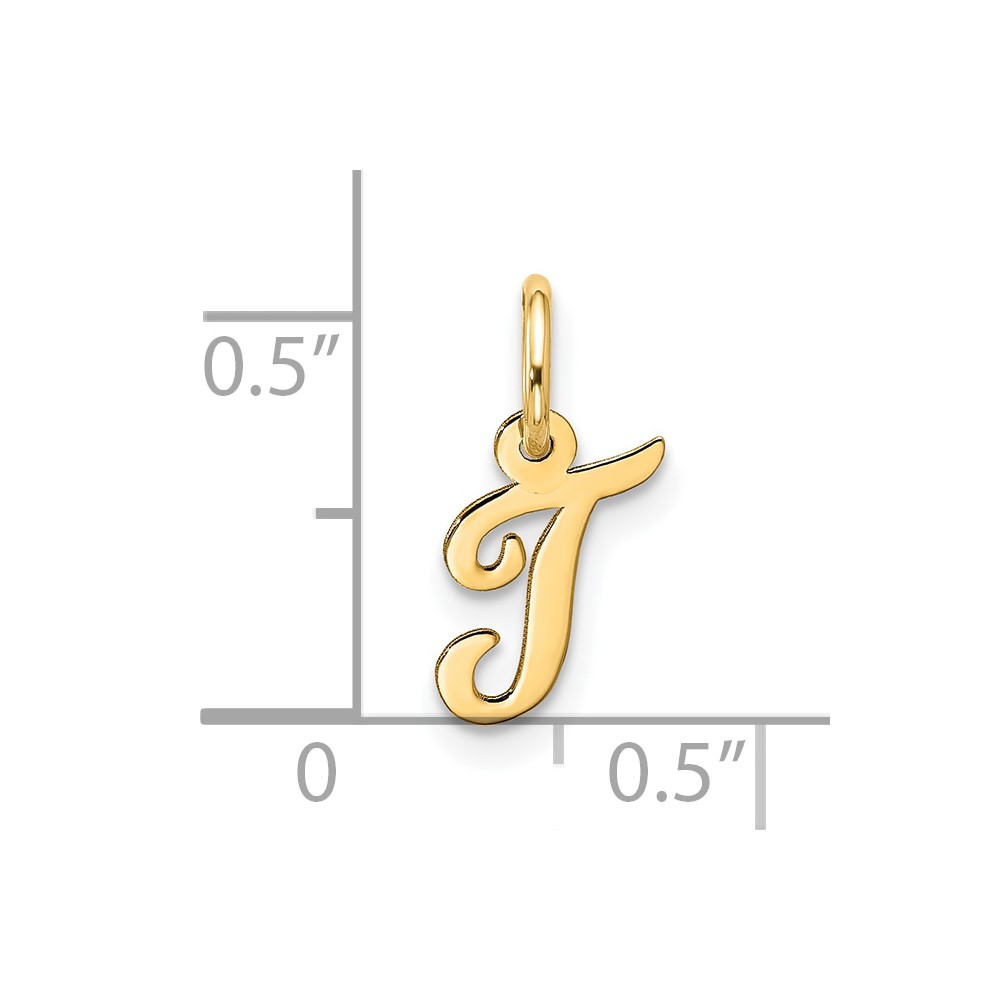 10k Small Script Initial T Charm (10YC1556T)