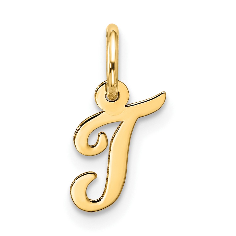 10k Small Script Initial T Charm (10YC1556T)
