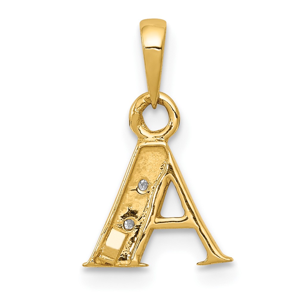 10K and Rhodium Diamond Initial A Pendant (10YC250A)