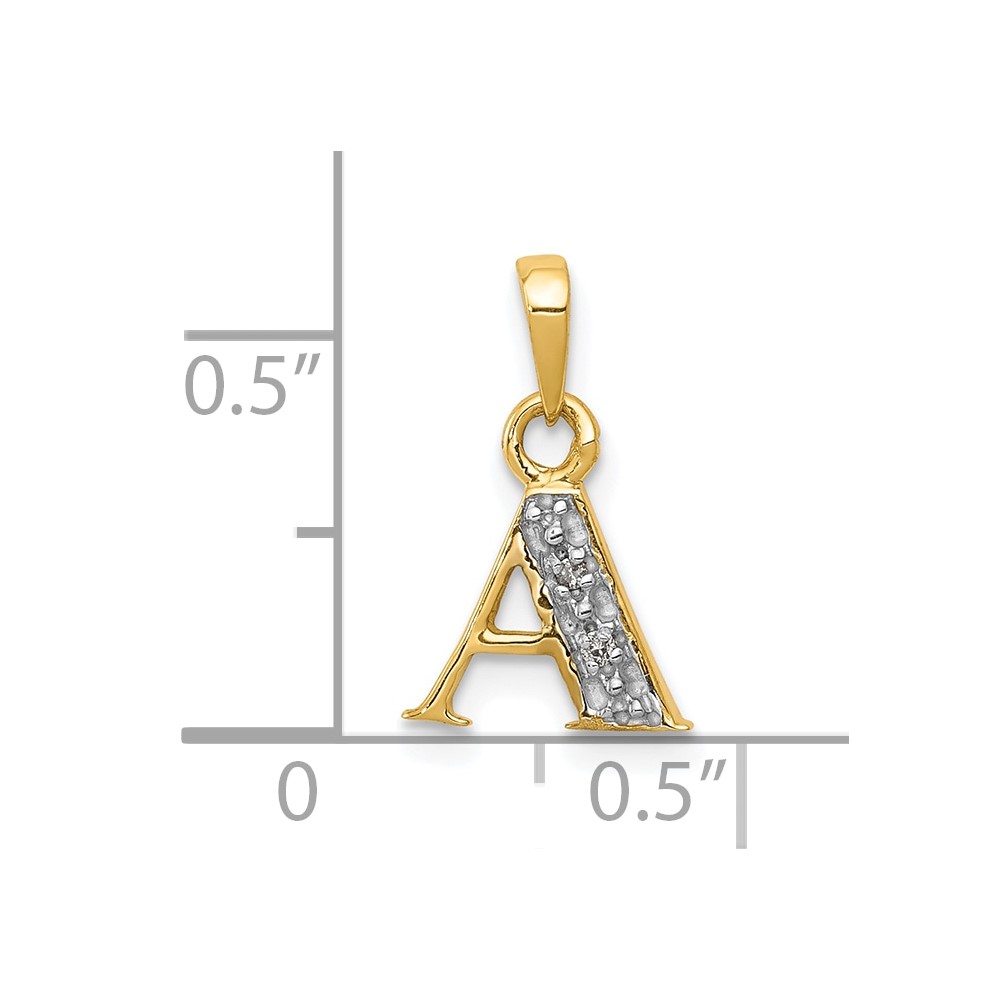10K and Rhodium Diamond Initial A Pendant (10YC250A)
