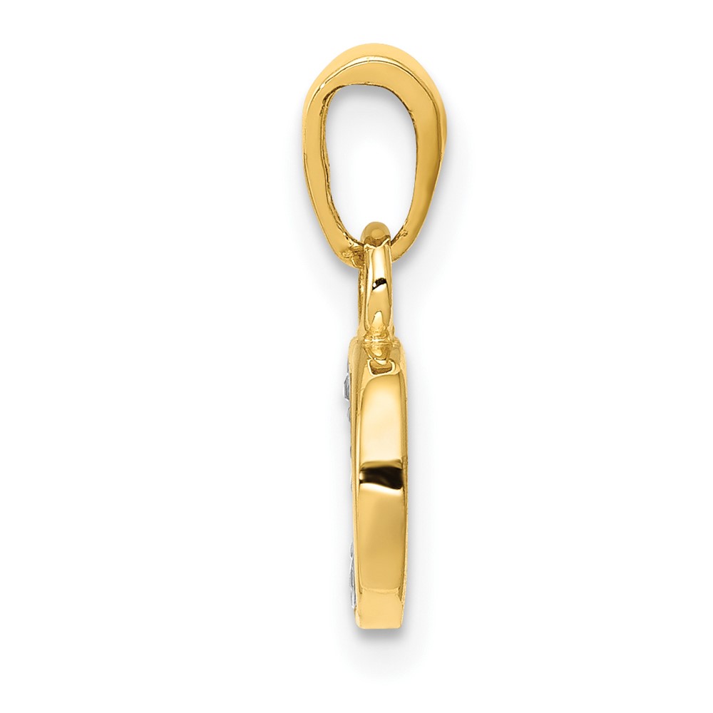 10K and Rhodium Diamond Initial D Pendant (10YC250D)