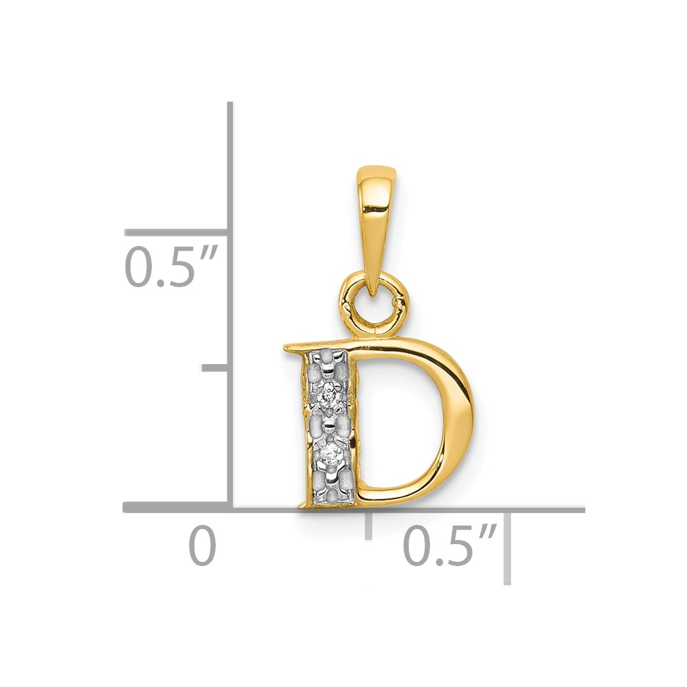 10K and Rhodium Diamond Initial D Pendant (10YC250D)
