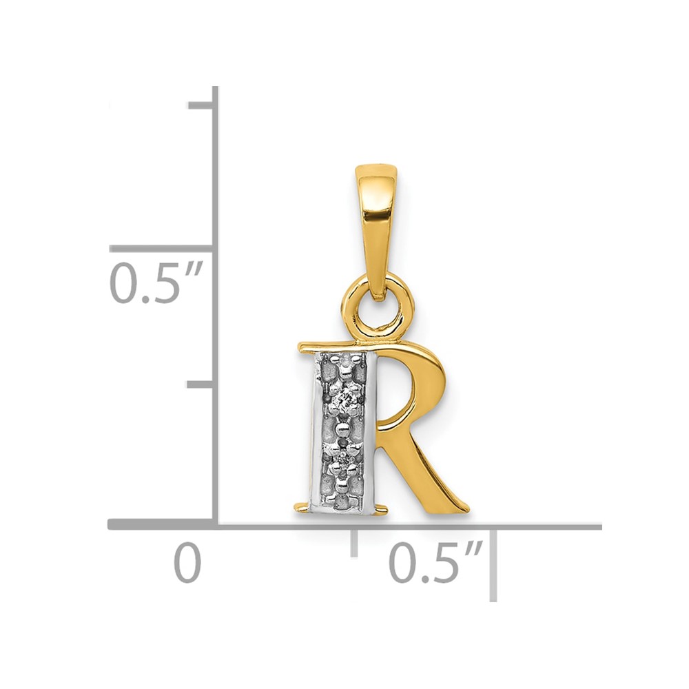 10K and Rhodium Diamond Initial R Charm (10YC250R)