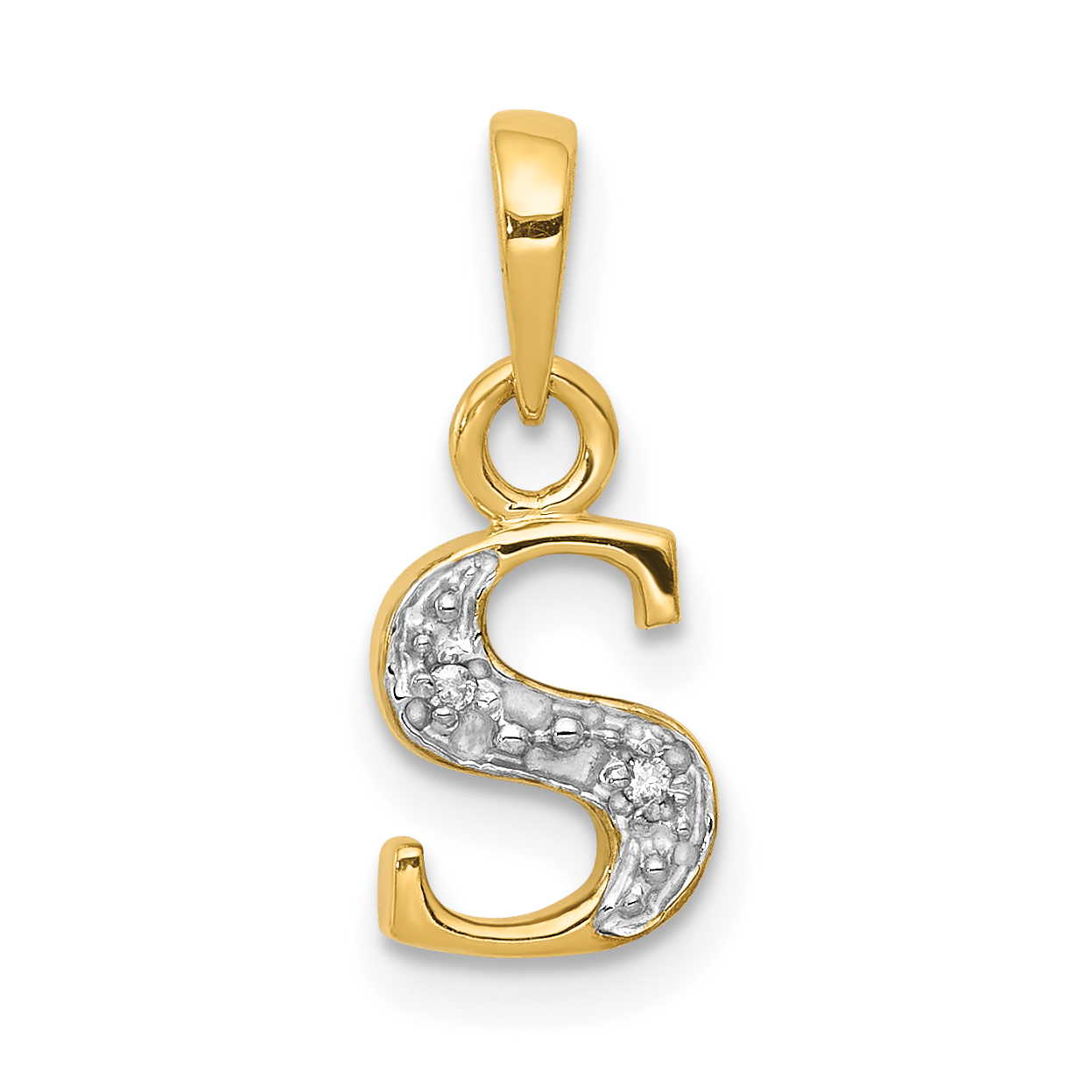 10K and Rhodium Diamond Initial S Charm (10YC250S)