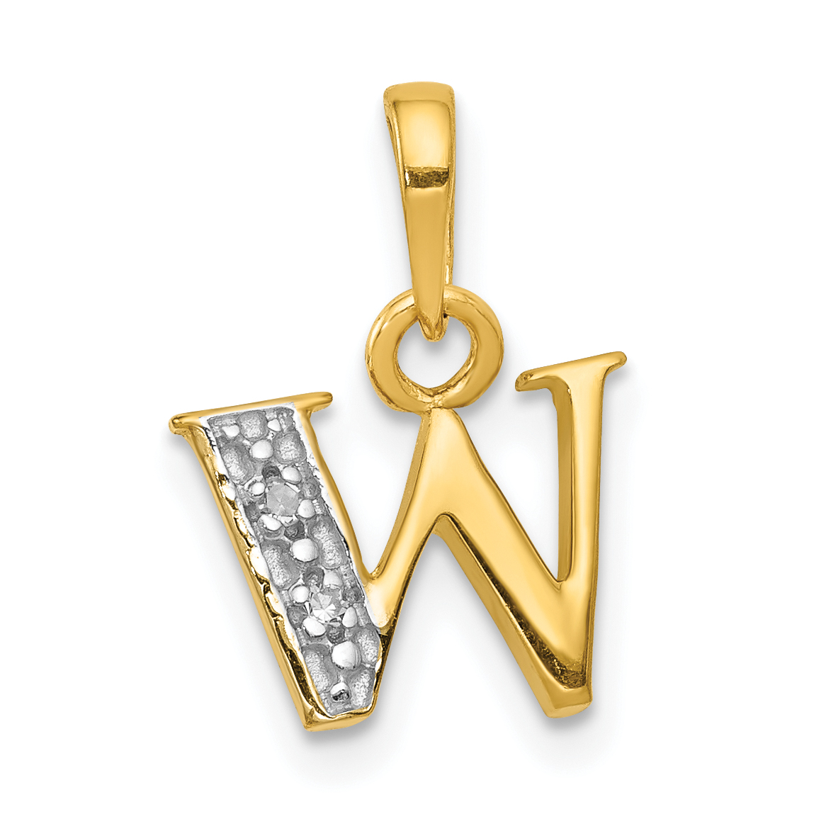 10K and Rhodium Diamond Initial W Charm (10YC250W)
