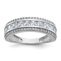 10K Tiara Collection White Gold Polished CZ Ring view 1