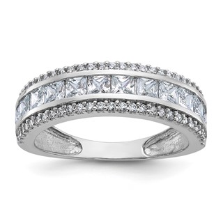 10K Tiara Collection White Gold Polished CZ Ring