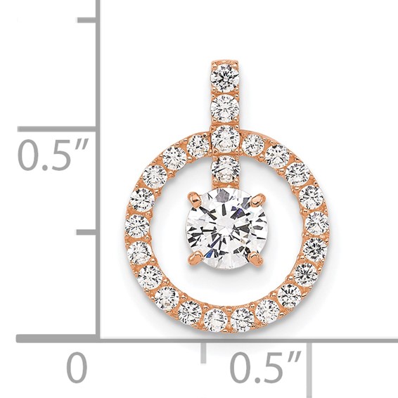 10K Tiara Collection Rose Gold Polished CZ Pendant