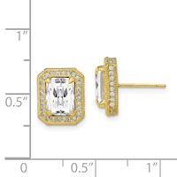 10K Yellow Gold Tiara Collection Polished CZ Earrings view 2
