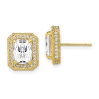 10K Yellow Gold Tiara Collection Polished CZ Earrings view 1