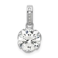 10K Tiara Collection White Gold Polished CZ Pendant view 1