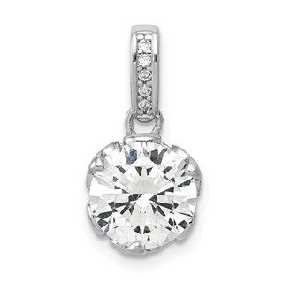 10K Tiara Collection White Gold Polished CZ Pendant