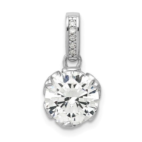 10K Tiara Collection White Gold Polished CZ Pendant